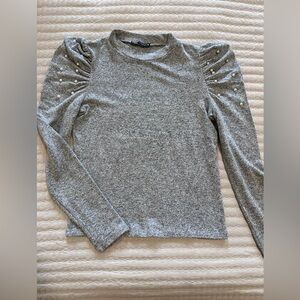 Zara soft touch long sleep faux pearl top
